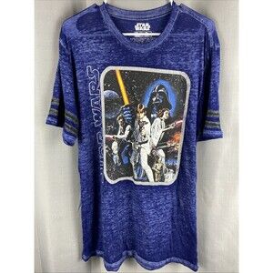 Star Wars Mens Sz L Thin Heather Blue Short Sleeve Graphic T-Shirt